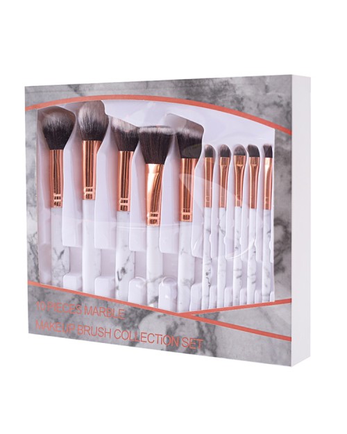 10Pcs Synthetic Hair Makeup Brush Kit High Quality Marble Professional Cosmetic Private Label Makeup Brush Set