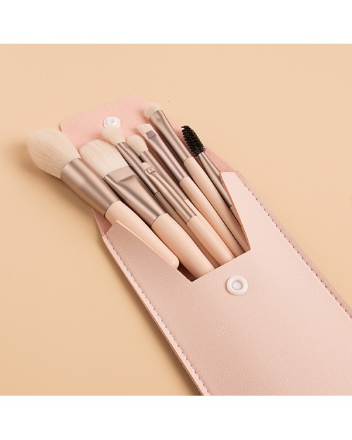 Professional 8Pcs Synthetic Travel Makeup Brush Foundation Cosmetics Powder Face Makeup Brush Set With Bag