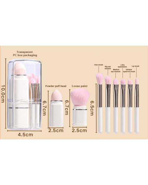 Retractable 8pcs Travel Makeup Brush Set Foundation Powder Concealer Eye shadows Blush Makeup Brushes With Case