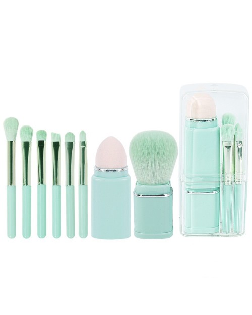 Retractable 8pcs Travel Makeup Brush Set Foundation Powder Concealer Eye shadows Blush Makeup Brushes With Case