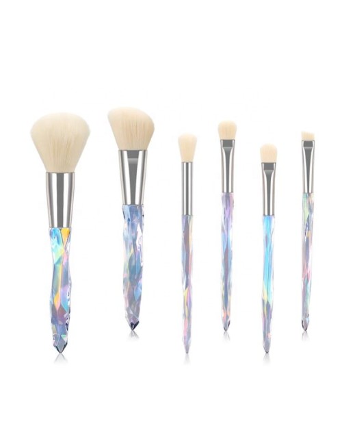 6Pcs  Foundation Eyebrow Eyeliner Blush Cosmetic Concealer Eyeshadow Brushes Eye crystal Makeup Brush Set