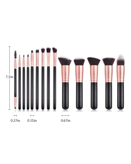 Hot Sale 14Pcs High Quality Wooden Handle Synthetic Hair Black  Logo Makeup Brush Set