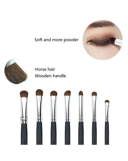 Black and White Professional Eyeshadow Makeup Brushes 7Pcs White Eye Makeup Brush Set