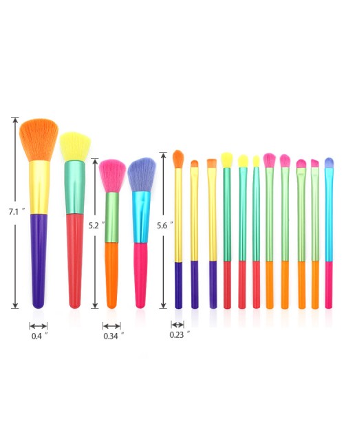 Colorful Matte maquillage Plastic Handle 15 pcs Brush Set Portable Soft Fur Cross-border Beauty Tool makeup Brush set