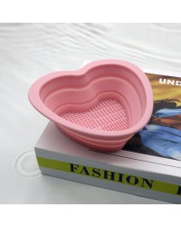 Heart Shaped Silicone Makeup Brush Cleaner Mat Collapsible Makeup Tools Cleaner Bowl