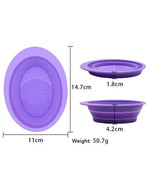  Six Colors Makeup Brush Cleaner Silicone Folding Oval Powder Puff Clean Bowl Scrubber Mat Makeup Brush Cleaner Pad