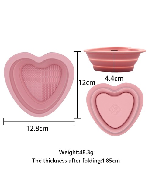 Heart Shaped Silicone Makeup Brush Cleaner Mat Collapsible Makeup Tools Cleaner Bowl