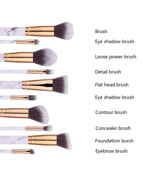 10Pcs Synthetic Hair Makeup Brush Kit High Quality Marble Professional Cosmetic Private Label Makeup Brush Set