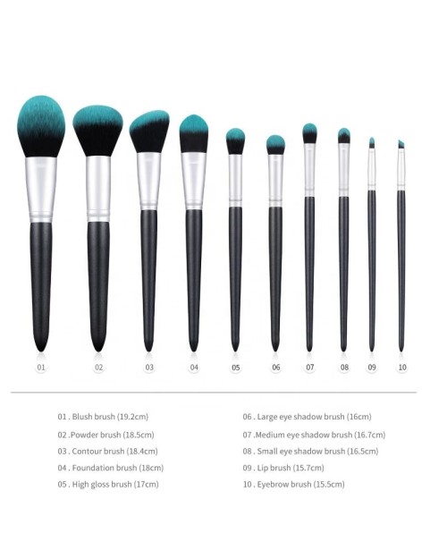 Brushes Makeup Brush Set 10Pcs Luxury Dark green firefly Makeup Brushes Set with bag