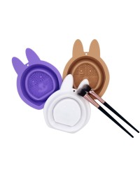 Rabbit Ears Shape Collapsible Silicone Makeup Brush Cleaner Beauty Sponge Cleaning Bowl