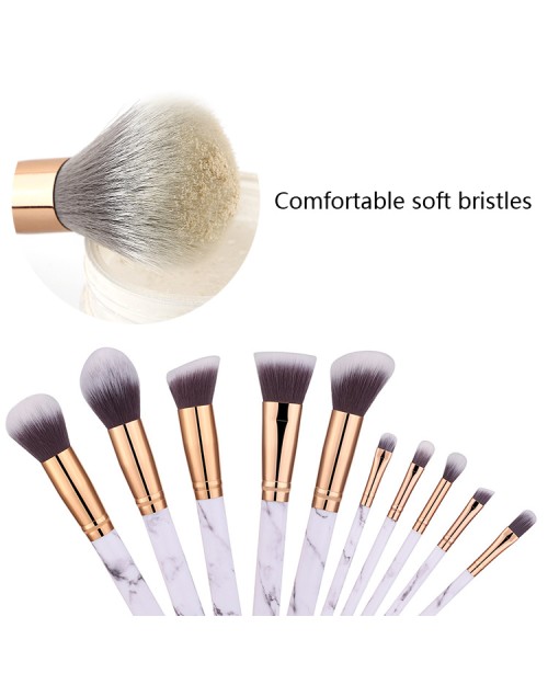 10Pcs Synthetic Hair Makeup Brush Kit High Quality Marble Professional Cosmetic Private Label Makeup Brush Set