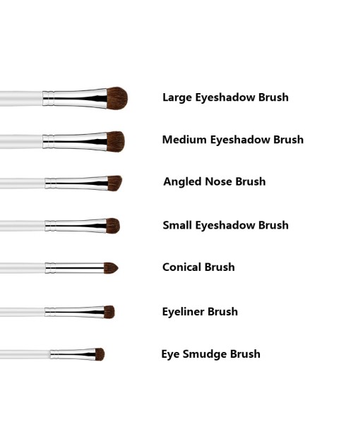 Black and White Professional Eyeshadow Makeup Brushes 7Pcs White Eye Makeup Brush Set