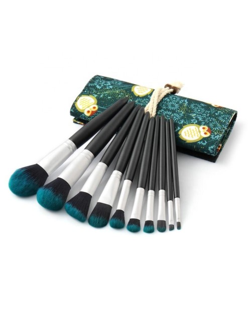 Brushes Makeup Brush Set 10Pcs Luxury Dark green firefly Makeup Brushes Set with bag