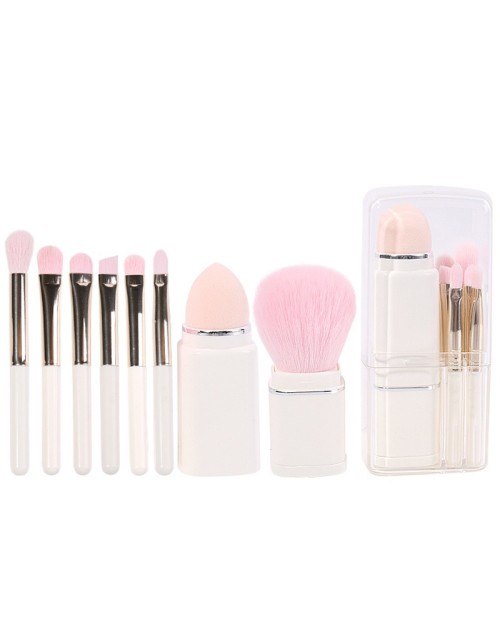 Retractable 8pcs Travel Makeup Brush Set Foundation Powder Concealer Eye shadows Blush Makeup Brushes With Case