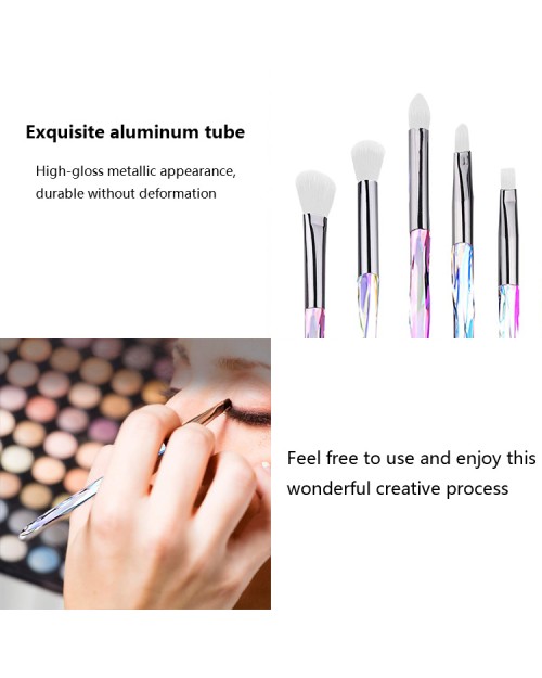 Professional Cosmetic Eye Brush Kit 10Pcs Translucent Plastic Handle Diamond Glitter Crystal Eye Makeup Brush Set