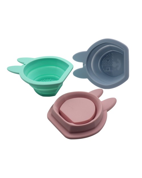 Rabbit Ears Shape Collapsible Silicone Makeup Brush Cleaner Pad Beauty Egg Sponge Bowl Cleaner