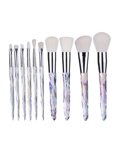 10Pcs Cosmetic Brush Set Plastic Transparent Diamond Crystal Makeup Beauty Brushes