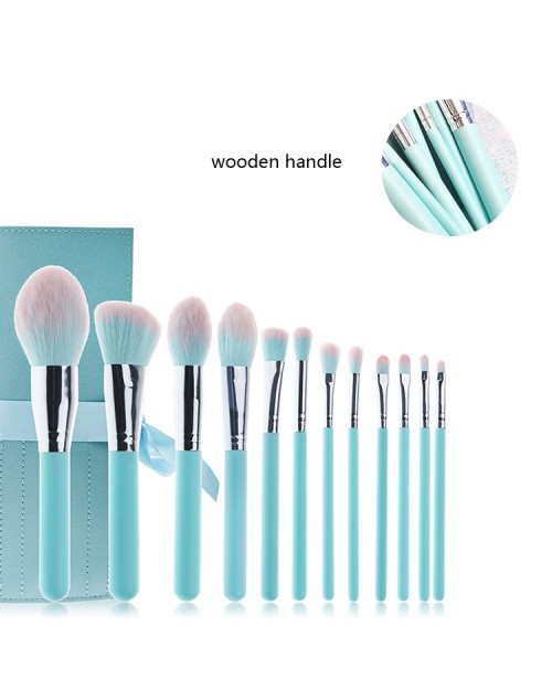 Professional 12 Cosmetic Foundation Brush Set Premium Wood High Quality Goat Hair Luxury Makeup Brushes