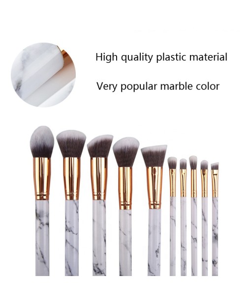 10Pcs Synthetic Hair Makeup Brush Kit High Quality Marble Professional Cosmetic Private Label Makeup Brush Set