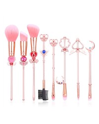 8Pcs Professional Foundation Brush Metal Handle Makeup Tools Sakura Luxury Pink Makeup Brush Set For Girl