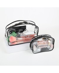 Black White Round Shape Pvc Waterproof Transparent Storage Bag Portable Clear Makeup Bags With Zipper