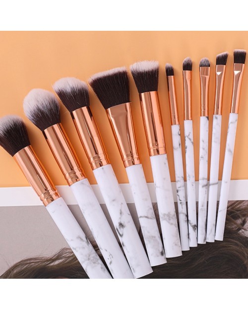 10Pcs Synthetic Hair Makeup Brush Kit High Quality Marble Professional Cosmetic Private Label Makeup Brush Set