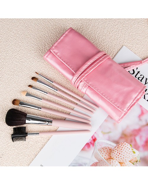 7Pcs Hot Sale Makeup Brush Organizer Concealer Pink Makeup Brush kit With Bag