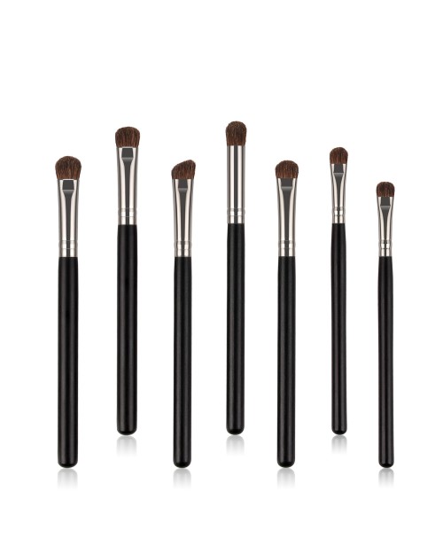 Black and White Professional Eyeshadow Makeup Brushes 7Pcs White Eye Makeup Brush Set