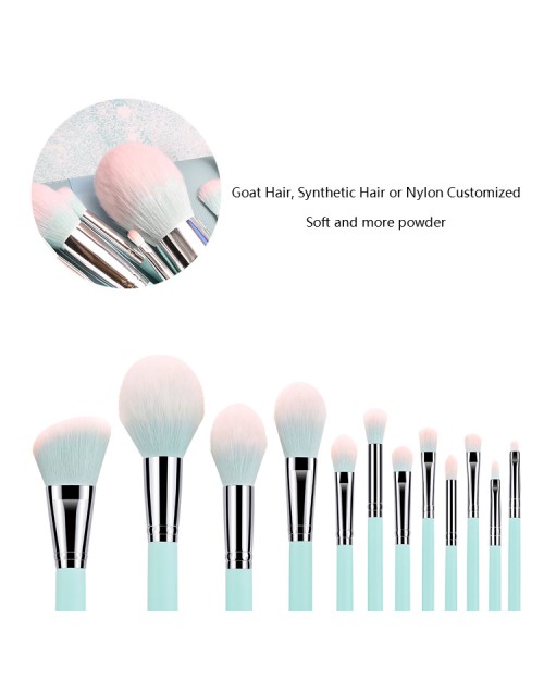 Professional 12 Cosmetic Foundation Brush Set Premium Wood High Quality Goat Hair Luxury Makeup Brushes