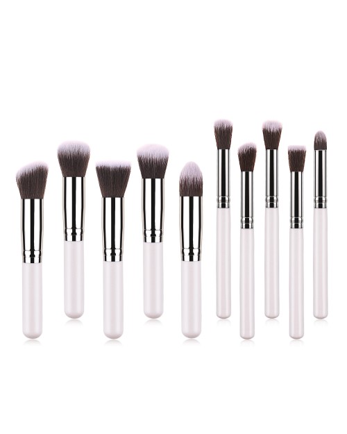 10pcs Wholesale Professional Pink Foundation Makeup Brush Set For Women