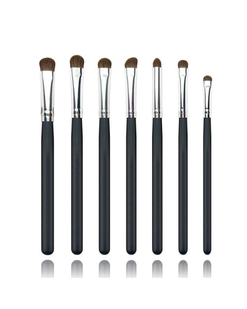 Black and White Professional Eyeshadow Makeup Brushes 7Pcs White Eye Makeup Brush Set