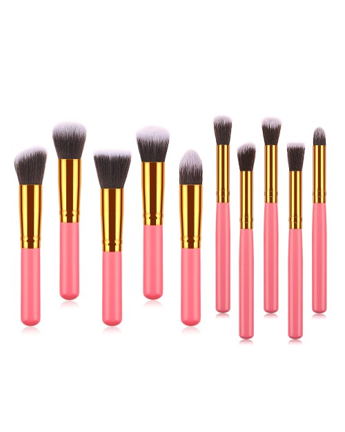 10pcs Wholesale Professional Pink Foundation Makeup Brush Set For Women