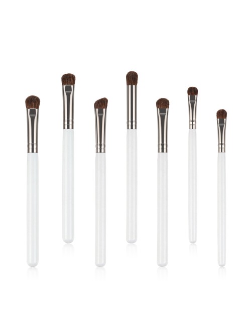 Black and White Professional Eyeshadow Makeup Brushes 7Pcs White Eye Makeup Brush Set