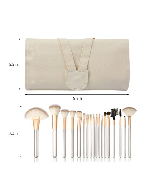 18Pcs Professional Wood Handle Cosmetic Brush Kit  Logo Makeup Brushes Set Private Label Makeup Brushes 2023 Set with Case