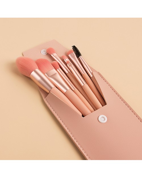 Professional 8Pcs Synthetic Travel Makeup Brush Foundation Cosmetics Powder Face Makeup Brush Set With Bag