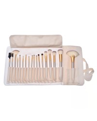 18Pcs Professional Wood Handle Cosmetic Brush Kit  Logo Makeup Brushes Set Private Label Makeup Brushes 2023 Set with Case