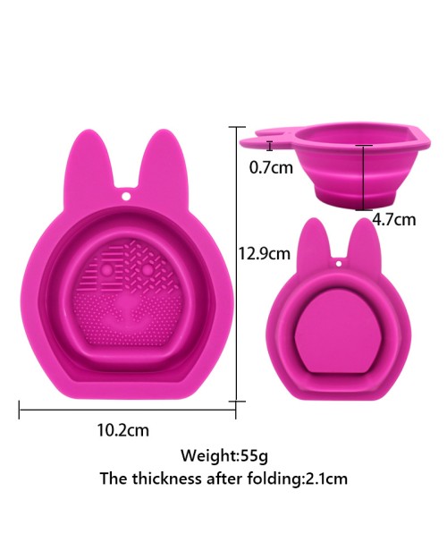 Rabbit Ears Shape Collapsible Silicone Makeup Brush Cleaner Beauty Sponge Cleaning Bowl