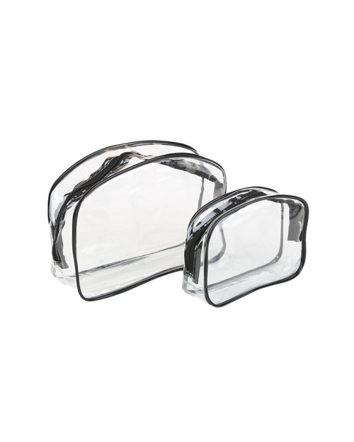 Black White Round Shape Pvc Waterproof Transparent Storage Bag Portable Clear Makeup Bags With Zipper