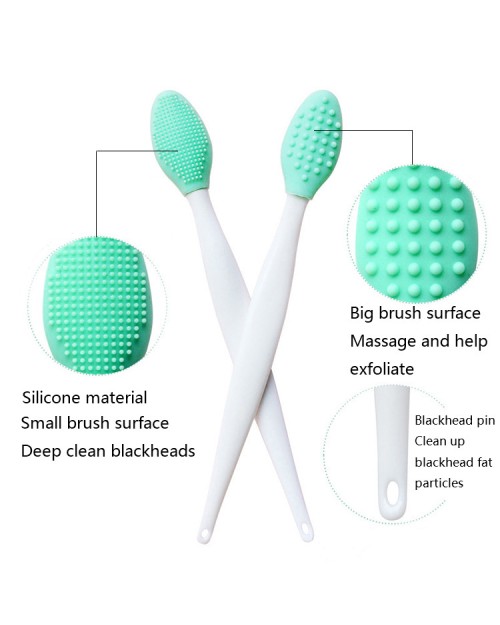 Beauty Tools Double-Sided Exfoliating Blackhead Silicone Cleaning Remover Brush Blackhead Nose Cleaning Brush