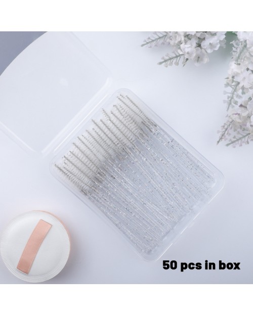 50PCS 100PCS Disposable Eyelash Brush Nylon Plastic Disposable Eyelash Mascara Wands for Eyelash Extensions Mascara Brushes