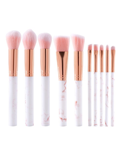 10Pcs Synthetic Hair Makeup Brush Kit High Quality Marble Professional Cosmetic Private Label Makeup Brush Set