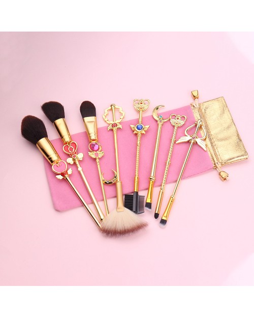 8Pcs Professional Foundation Brush Metal Handle Makeup Tools Sakura Luxury Pink Makeup Brush Set For Girl