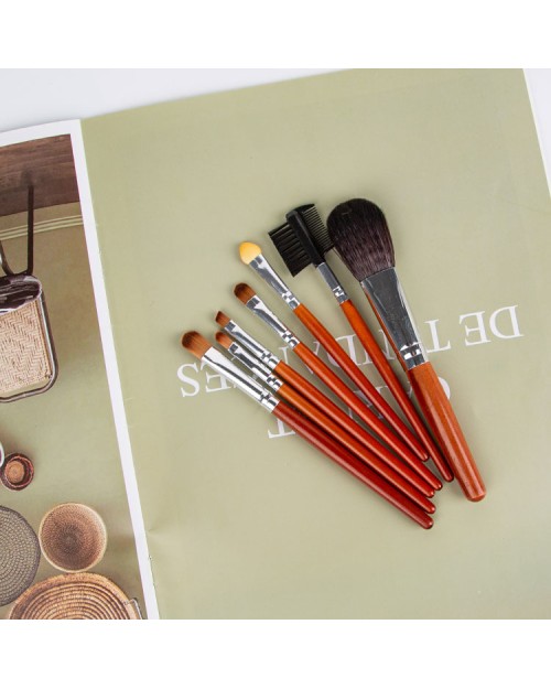 Eyeshadow Blush Eyebrow Groomer Full Set Synthetic Hair Wood Handle Makeup Brushes Set