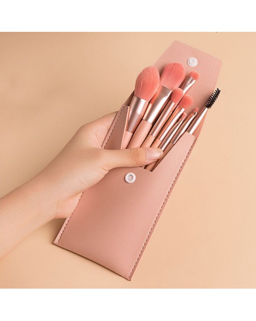 Professional 8Pcs Synthetic Travel Makeup Brush Foundation Cosmetics Powder Face Makeup Brush Set With Bag