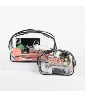 Black White Round Shape Pvc Waterproof Transparent Storage Bag Portable Clear Makeup Bags With Zipper