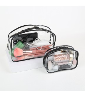 Black White Round Shape Pvc Waterproof Transparent Storage Bag Portable Clear Makeup Bags With Zipper