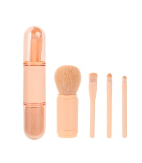  New 4 In 1 Double Sided Mini Private Logo Portable Facial Eye Makeup Cosmetic Brushes Retractable Travel Makeup Brush Set