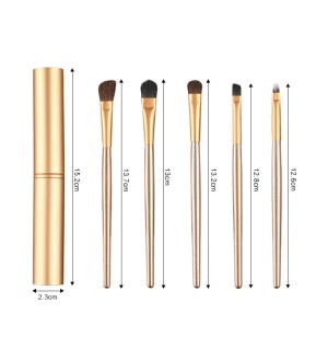 5Pcs Travel Eye Shadow Brush Set Eyeshadow Liner Brushes Kit Portable Eye Brushes With Aluminum Container